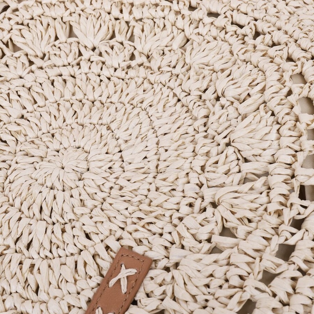 Boho Circular Large Straw Tote Summer Bag - Picture 8 of 9